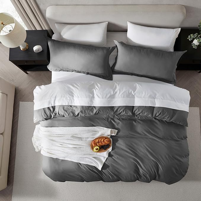 Nestl Grey California King Duvet Cover Sets - Soft Double Brushed Cal King Duvet Cover, 3 Piece, with Zipper Closure, 1 Duvet Cover 104x98 inches and 2 Pillow Shams