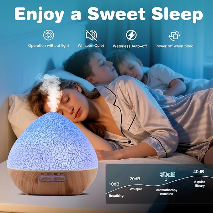 500ml Humidifiers for Bedroom, Easy to Fill & Clean，Quiet Cool Mist Air Humidifier for Home，Auto Shut-Off for Safety