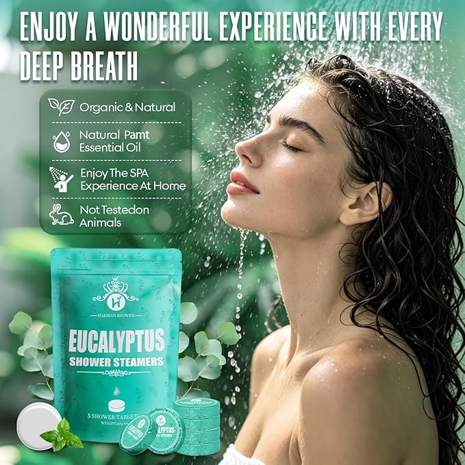 Shower Steamers Aromatherapy, Basket Set for Mothers Day Gifts for Mom, Organic Eucalyptus & Mint Essential Oil, 5-Pack Shower Bombs Birthday Gifts for Women Men, Teacher Appreciation Gifts for Wife