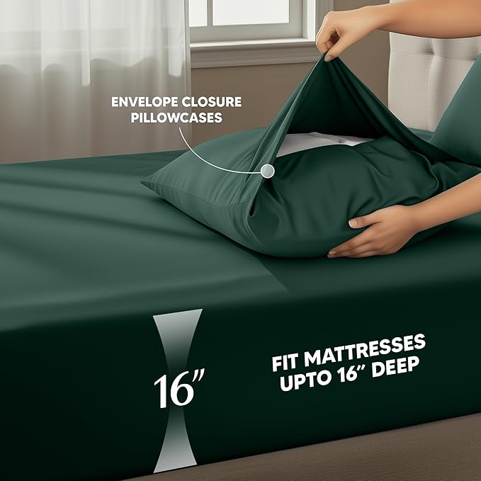 Utopia Bedding Full Size Sheet Set – 4 Piece Bed Sheets, Soft and Breathable Microfiber, Includes 1 Fitted Sheet, 1 Flat Sheet and 2 Pillowcases – Oeko Tex (Emerald Green)