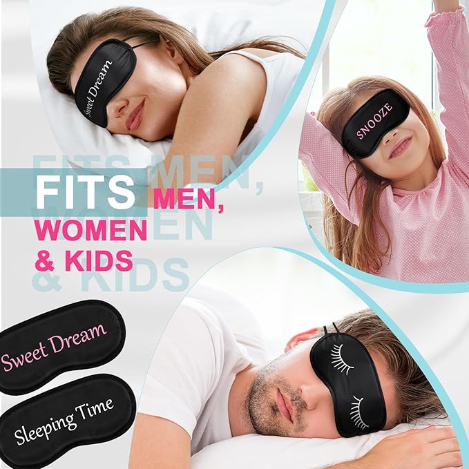 Eurzom 40 Pcs Funny Sleep Eye Mask Soft Night Mask Bulk for Sleeping Blackout Blindfolds with Adjustable Strap for Women Men Kids Nap Meditation Party Travel Gifts Favors(Mixed Colors)