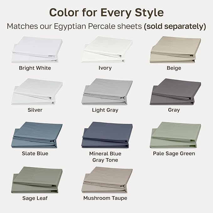 California Design Den 100% Egyptian Cotton Pillowcases King Size Set of 2 - Crisp Percale Feel, Soft & Breathable King Pillowcase Cotton Set - Beige
