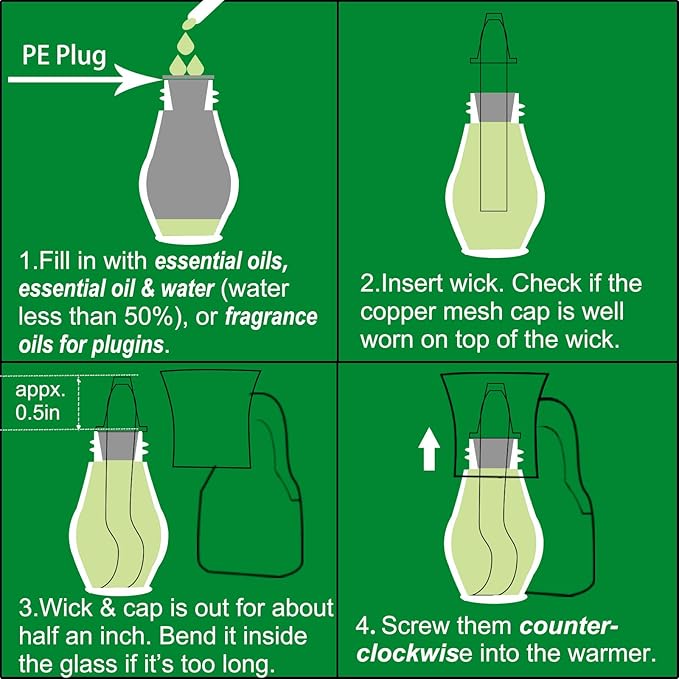 Blank Plug in Air Freshener Polarized Wall Plug Oil Diffuser for DIY Characteristic Home Scent from Natural Essential Oil, EO+Water, Fragrance Refill (2-Set White)