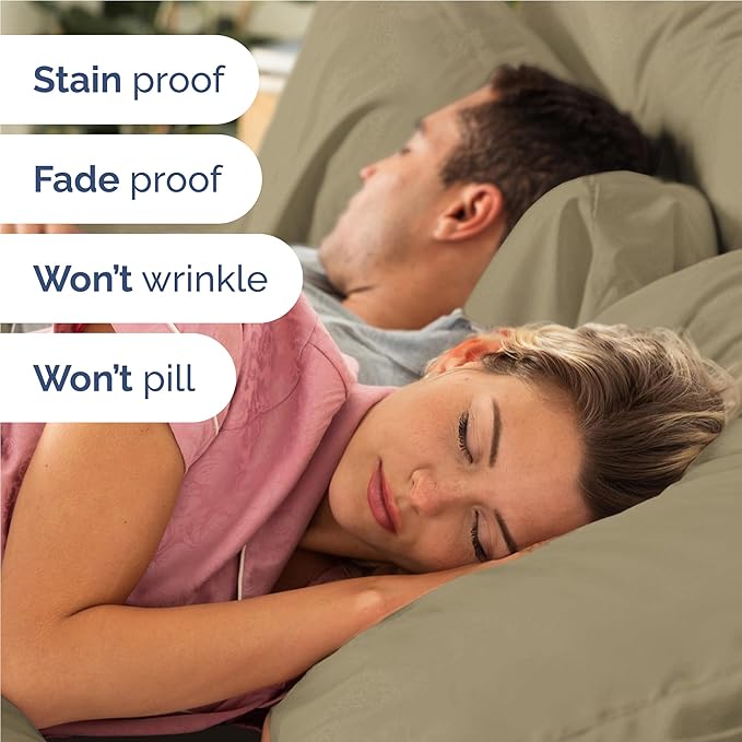 Full 6 Piece Sheet Set - Comfy, Breathable & Cooling - Soft Hotel Luxury Bedding for Women, Men, Kids, Teens & Children - 1 Flat & 1 Fitted Sheet & 4 Pillowcases w/ Deep Pockets - Wrinkle Free - Khaki