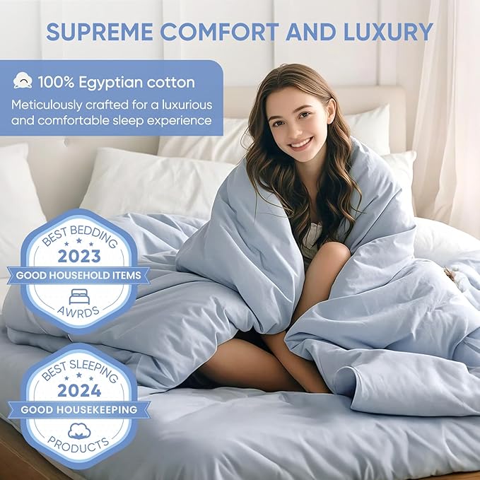 TWK 1200 TC 100% Egyptian Long-Staple Cotton Bedding Sheets Set, Luxury Hotel Style Deep Pocket with Elastic Reinforced Seams Sheet Set, Soft & Comfy Natural Sheets