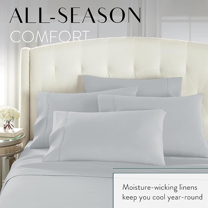 Danjor Linens Twin Bunk Bed Sheets w/ 2 Pillowcases, Lightweight Brushed Microfiber Deep Pockets, 4 Piece Fitted Bedding Sets, Light Gray