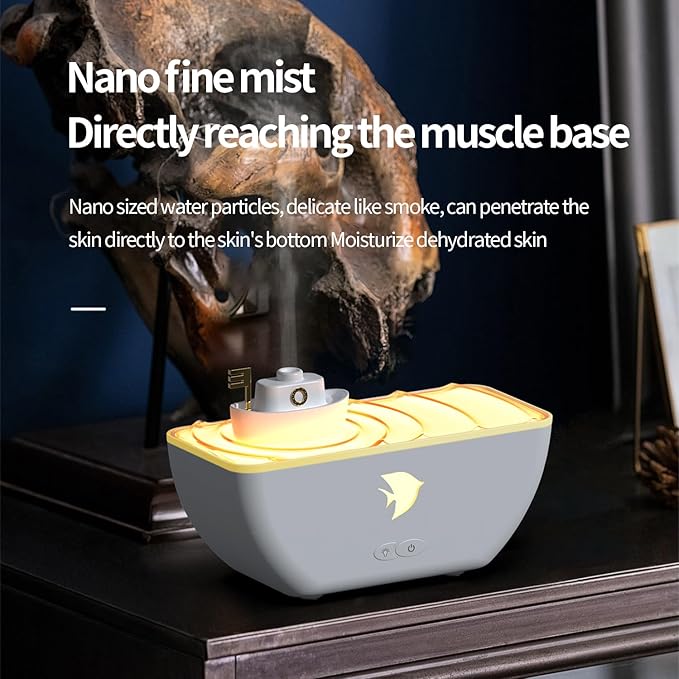 Essential Oil Diffuser, Boat Quiet Portable Humidifier 300ml Aroma Diffuser, with 7 Colors Light, and Auto-Off, for Bedroom,Home,Office,Desk (Black)