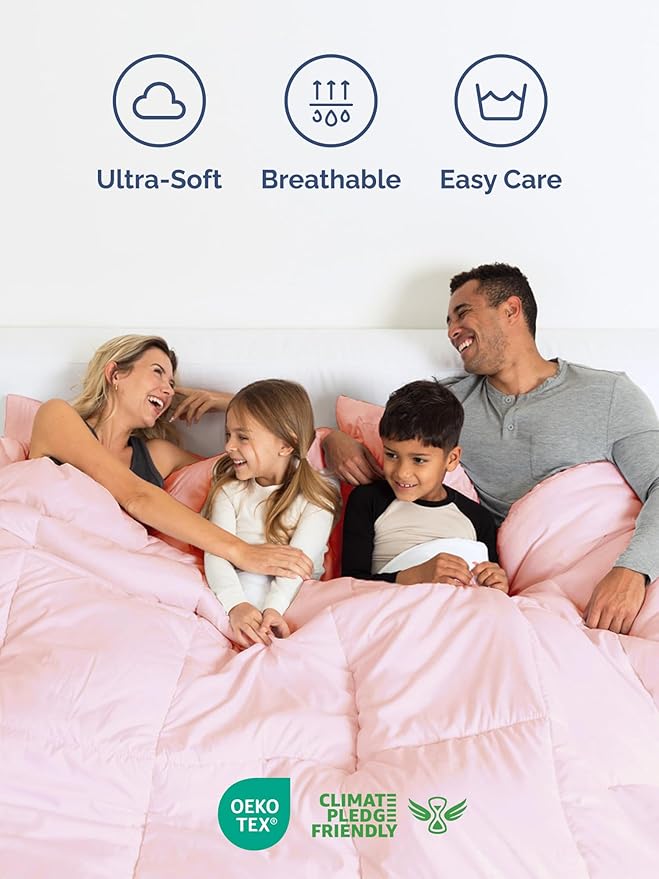 Queen Comforter Set - 7 Piece Bed in a Bag Queen Size Bed Set - Down Alternative Comforter, Flat Sheet, Fitted Sheet, Pillowcase & Shams for All Seasons - Ultra Soft, Comfy, Breathable - Lavender Pink