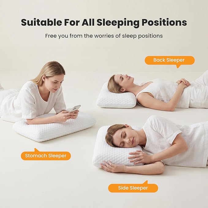 NEWBULIG Cooling Gel Memory Foam Pillow for Neck Pain Relief - Breathable Mesh with Washable Cover Standard Size Bed Pillows for Side & Back Sleepers, CertiPUR-US & Oeko-TEX Certified, 2 PCS, White