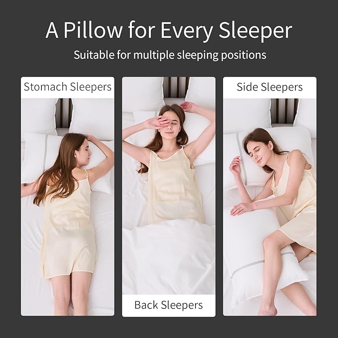 Bed Pillows Standard Size Set of 2, Medium Firm Hotel Pillows for Sleeping, Cooling Pillows for Side & Back Sleepers, Down Alternative Filling, 20 x 26 Inches