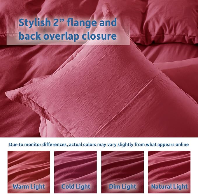 Nestl Burgundy Red Duvet Cover Queen Size - Soft Double Brushed Queen Duvet Cover Set, 3 Piece, with Zipper Closure, 1 Duvet Cover 90x90 inches and 2 Pillow Shams