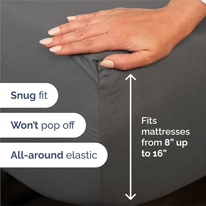 King 6 Piece Sheet Set - Comfy, Breathable & Cooling - Hotel Luxury Bedding for Women, Men, Kids, Teens and Children - 1 Flat & 1 Fitted Sheet & 4 Pillowcases w/ Deep Pockets - Wrinkle Free - Charcoal