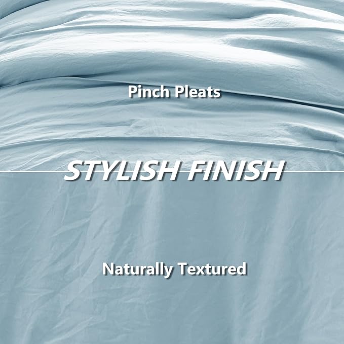 CozyLux King Size Comforter Set Light Blue, 7 Pieces Soft Pinch Pleat Bed in a Bag King Comforter Set with Sheets, Boho Bed Set with Down Alternative Comforter, Sheets, Pillowcases & Shams