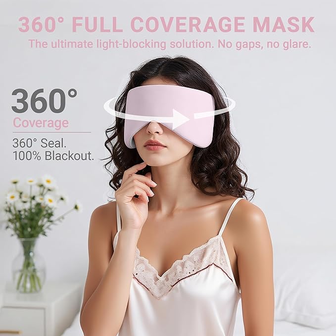 Soft Reversible Cotton Eye Mask for Sleep, Ballet Pink Adjustable and Breathable Design, Lightweight Full-Cover Blindfold for Travel & Nap, Holiday Gift Set for Women Men Adults Couples