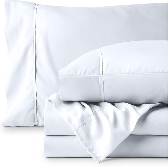 Bare Home Hotel Luxury Twin XL Sheet Set, Extra Soft - 4 Piece Set - Deep Pockets - Easy Fit - Cooling & Breathable - Wrinkle, Fade, Stain Resistant - Includes 2 Pillowcases (Twin XL, White)