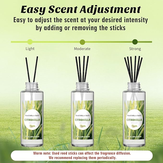 SCENTORINI Reed Diffuser Oil Refill, Citronella Diffuser Oil 6.76 Fl Oz, Natural Scented Essential Oil Refill Long Lasting Home Fragrance for Room Spa Aromatherapy Bathroom Hotel Decor, Patio, Outdoor