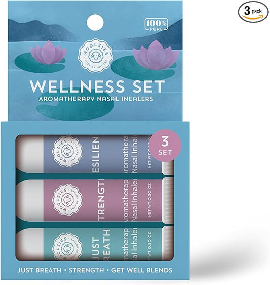 Aromatherapy Nasal Inhaler Sticks Collection - All-Natural Wellness Kit | Made with Undiluted Essential Oil Blends for Overall Well-Being (3 Pack, Wellness)
