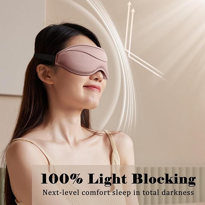 3D Sleep Mask, Breathable 3D Eye Mask for Sleeping, Light Blocking 3D Contoured Eye Cover with Adjustable Strap, 3D Memory Foam Night Blindfold for Men Women(Pink, with 2 Earplugs)