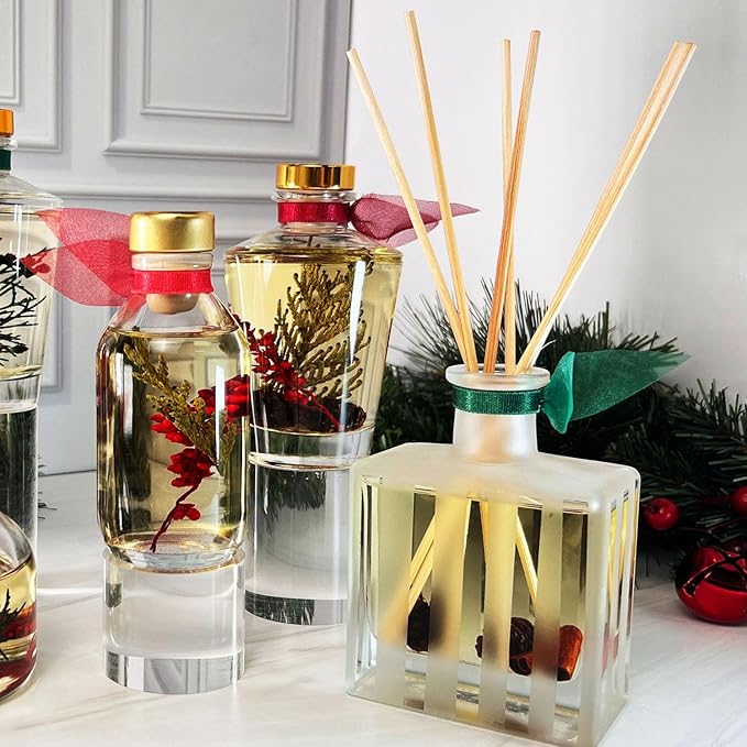 Reed Diffuser Set, White Gardenia Scented Oil Diffuser with Sticks, Home Fragrance Accessories for Bathroom Shelf Decor, Aroma Diffusers for Home or Office Desk, USA Made