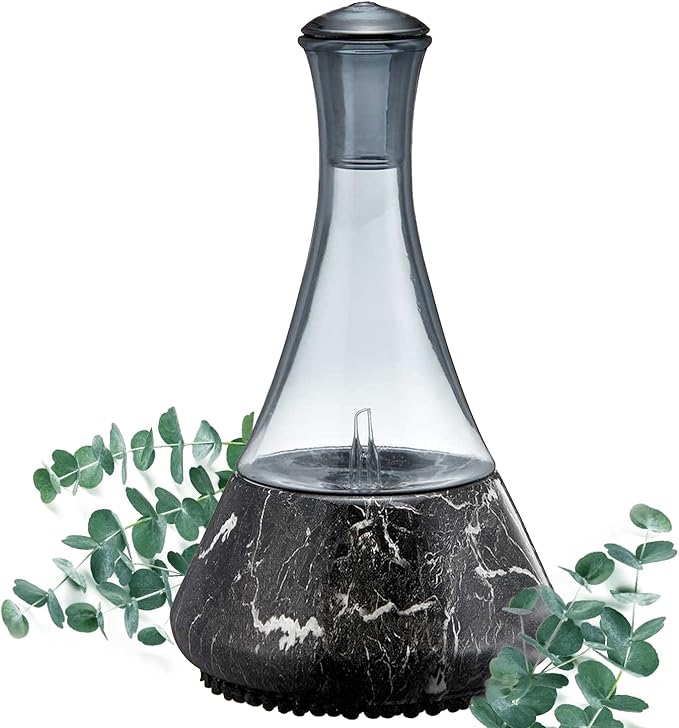 Nebulising Essential Oil Diffuser - Opulence I Hand-Crafted Glass Aromatherapy Diffuser with Black Ceramic Base, LED Light Room Diffusers for Home, Elegant Décor & Wellness Gift