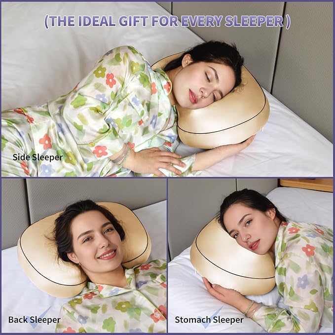 Champagne Ear Piercing Pillow - Side Sleeper Support with 3.5" Ear Hole Relief, Hypoallergenic Orthopedic Pillow for Healing Piercings
