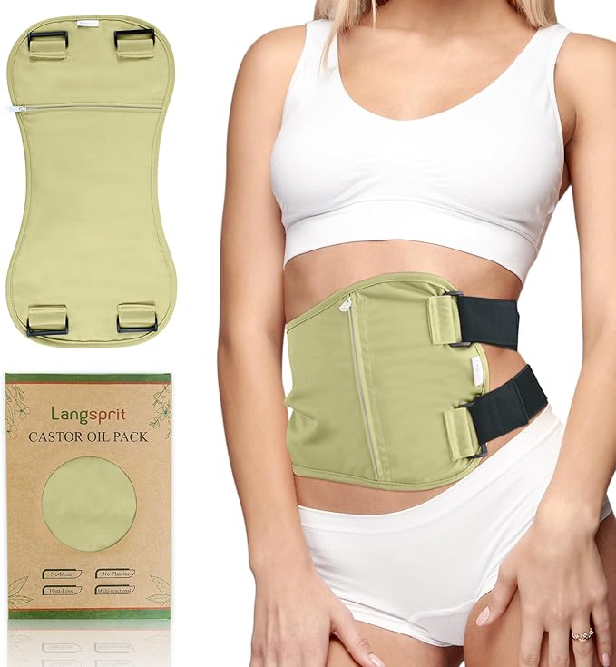 Langsprit Castor Oil Pack Castor Oil Pack Wrap, Castor Oil Packs for Liver Detox, Inflammation