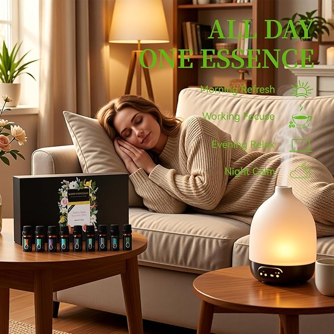 Essential Oils Set, 20 x 10ML Essential Oil Gift for Diffuser, Massage, Humidifiers, Sleep, Refreshing, Cars & Home Products, Eucalyptus, Lavender, Peppermint, Tea Tree More Aromatherapy Oil