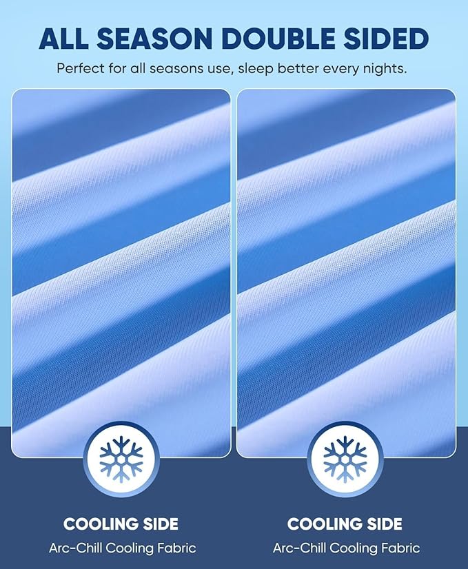 LUXEAR Cooling Pillow Cases, 2 Pack Stretch Arc-Chill Q-max 0.55 Cool Pillowcases King Size, Double-sided Cooling Design, Protecting Hair & Skin, Gifts for Women & Men, Hot Sleeper, Night Sweat - Blue