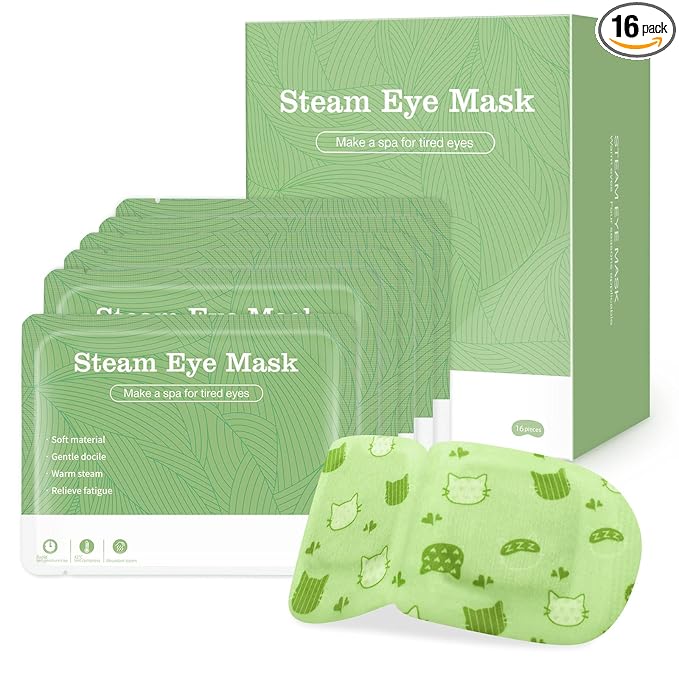 Jekeno Steam Eye Mask, 16 Packs Eye Masks for Dry Eyes, 40-60 Minutes Self Moist Heated Warm Compress Eye Mask Disposable for Sleep, Spa Relaxing Trip Gifts, Travel Essentials for Women Men