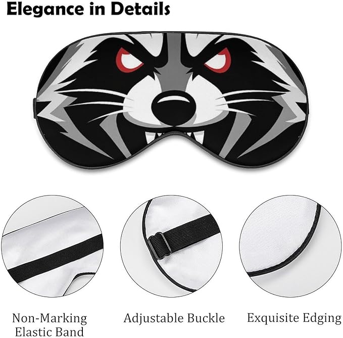 Angry Raccoon Sleep Mask Blindfold for Adult Play Adjustable Soft Eye Sleep Mask for Men Women Travel Nap Games