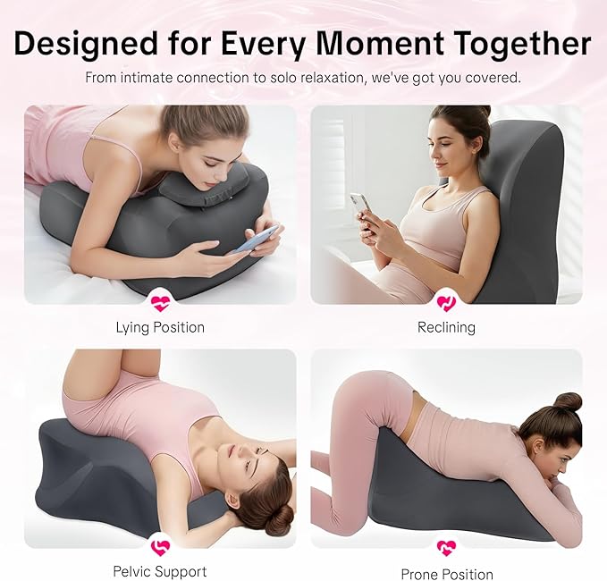 Memory Foam Ergonomic Wedge Pillow - 27° Lift Support Cushion for Sleeping, Reading & Prone Positions Multi-Functional Rest Pillow for Neck, Waist & Back Pain Relief Washable Cover- Grey
