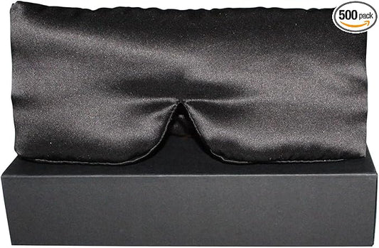 100% Mulberry Silk Eye Mask Blackout Sleeping Eye Cover for Night Sleep and Travel Nap,Soft Adjustable Eyeshade, Comfortable Organic Blindfold for Women Men,Large Size, Black (Black)