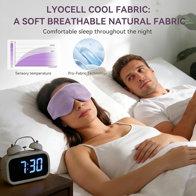 Lyocell Weighted Sleep Eye Mask for Women Men, 7oz & 5.3oz, Removable Washable Weighted Bag, Light Blocking Eye Cover, Soft Eye Shade for Travel Essentials, Office Naps, Gift,Purple