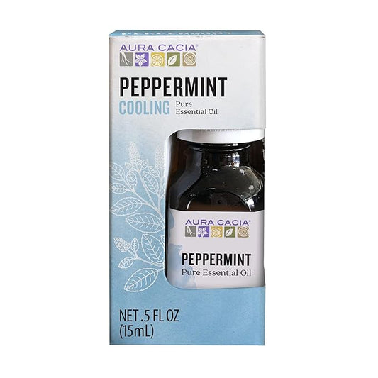 Aura Cacia 100% Pure Peppermint Essential Oil, 100% Pure Therapeutic Grade, 15 ml in Box, Mentha piperita