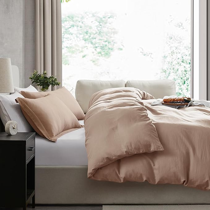 Nestl Khaki Duvet Cover Queen Size - Soft Double Brushed Queen Duvet Cover Set, 3 Piece, with Zipper Closure, 1 Duvet Cover 90x90 inches and 2 Pillow Shams