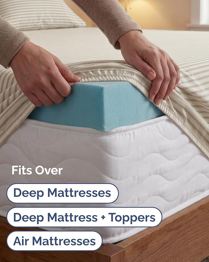 Extra Deep Twin XL Sheet Set - 4 Piece Breathable and Cooling Sheets - Hotel Luxury Bedding for Women, Men, Kids & Teens - Easy Secure Fit - Soft & Wrinkle Free - Extra Deep Pockets - Beige Stripes