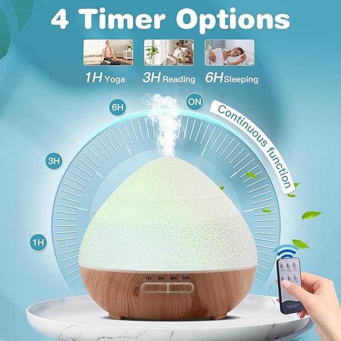 500ml Humidifiers for Bedroom, Easy to Fill & Clean，Quiet Cool Mist Air Humidifier for Home，Auto Shut-Off for Safety