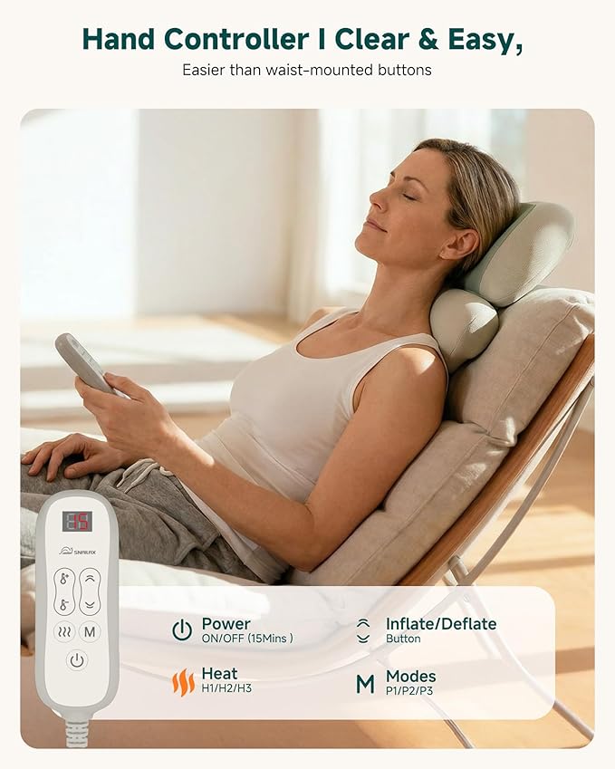 Neck Massager with Heat, Cordless Rechargeable Neck Traction Massage Pillow with Air Compression, FSA Eligible,Neck Stretcher Pillow, Digital Display Remote, Ergonomic Cervical Support for Home Office