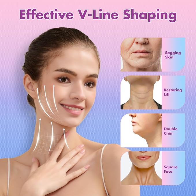 2 Pack Face Slimming Strap, Double Chin Reducer Band, Graphene V-Line Mask Chin Up Mask V Shaped Face Mask Chin strap for sleeping, V-Line Lifting Mask for Women, Medium, Black and Pink