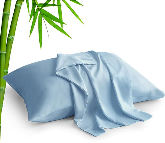 BEDELITE King Size Pillow Cases Set of 2, Rayon Derived from Bamboo, Cooling Pillow Cases for Hot Sleepers & Night Sweats, Breathable and Silky Soft Envelope Pillowcases(Blue, 20"x36")