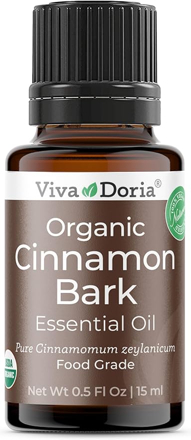 Viva Doria Organic Ceylon Cinnamon Bark Oil - 100% Pure, Natural, Undiluted, Food Grade Essential Oil, 15 mL (0.5 Fl Oz)