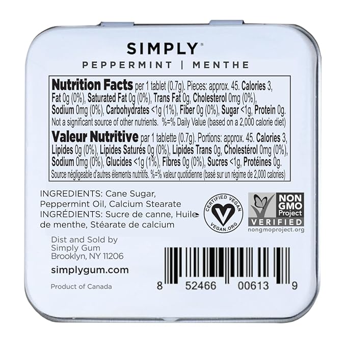 SIMPLY MINTS Natural Peppermint Breath Mints, 6 Pack (180 Pieces), Made With Real Peppermint Oil | Aspartame-Free, Sorbitol-Free, Xylitol-Free, Vegan, Kosher, Non-GMO