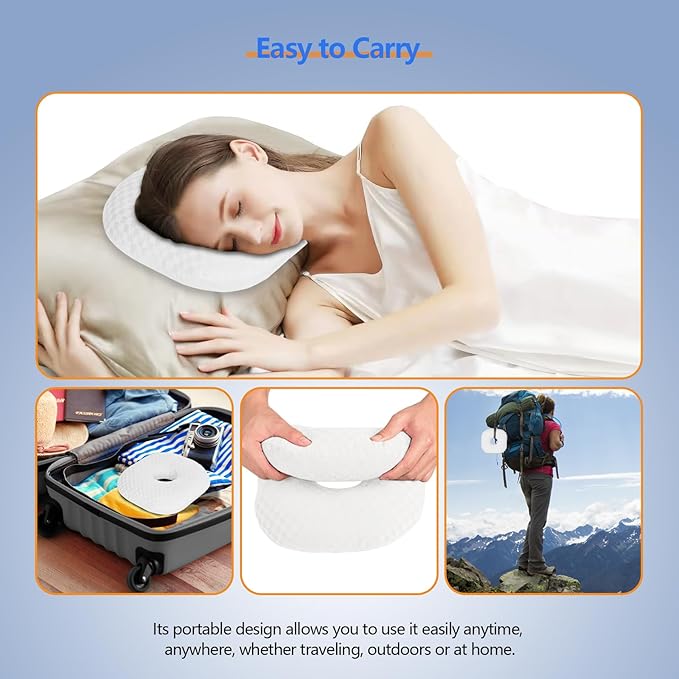 Ear Piercing Pillow for Side Sleepers - Ear Hole Pillow for Pierced Ears, CNH & Pain Relief, O-Shaped Orthopedic Pillow for Pressure Sores, Soft Cotton (White)