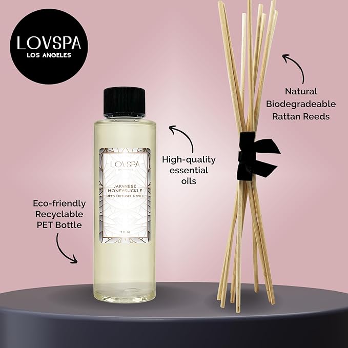 Japanese Honeysuckle Diffuser Oil - Luxury Essential Oils for Diffuser Refill & Air Freshener Room Spray - Long-Lasting & Natural Home Fragrance, Scented Oil for Diffusers, USA Made, 4oz