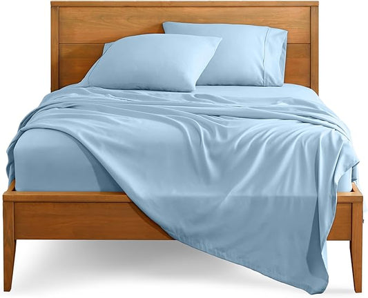 Bare Home Full XL Sheet Set - 1800 Ultra-Soft Microfiber Full Extra Long Bed Sheets - Double Brushed - Deep Pockets - Easy Fit - 4 Piece Set - Bedding Sheets & Pillowcases (Full XL, Light Blue)