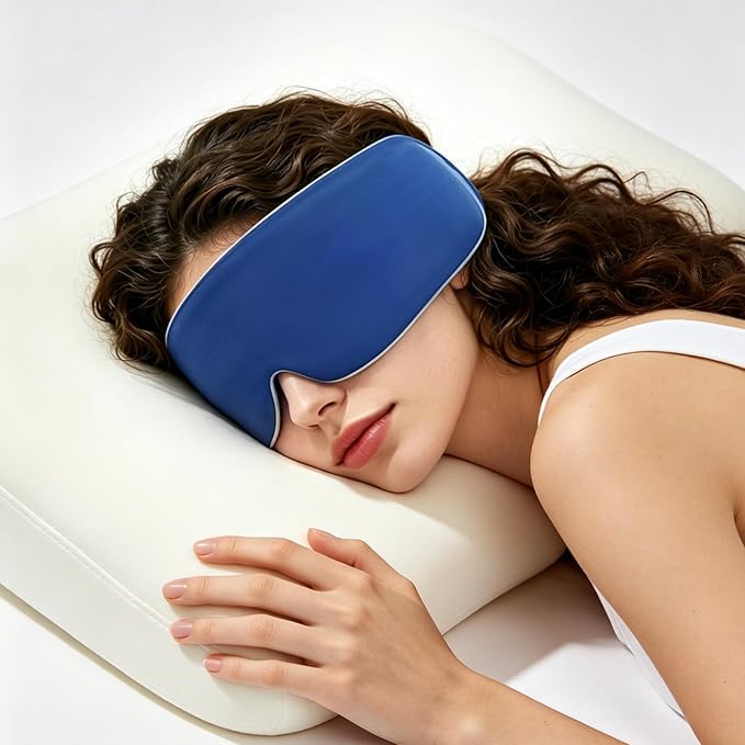 Sleep Mask for Side Sleepers – Ice Silk Cooling & Warm Double-Sided Eye Mask, 98% Blackout, Zero Pressure on Eyes, No Light Leaks, Soft Breathable Adjustable Night Blindfold for Women Men, All Seasons
