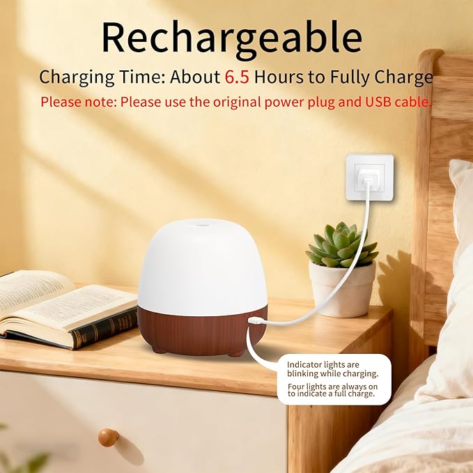 SPLITSKY Cordless Essential Oil Diffuser 150ML, Portable Rechargeable Diffuser with 7-Color LED Light, 2 Mist Modes, Quiet Operation and Auto-Off, 3 Timer Settings, for Home, Office, Outdoor