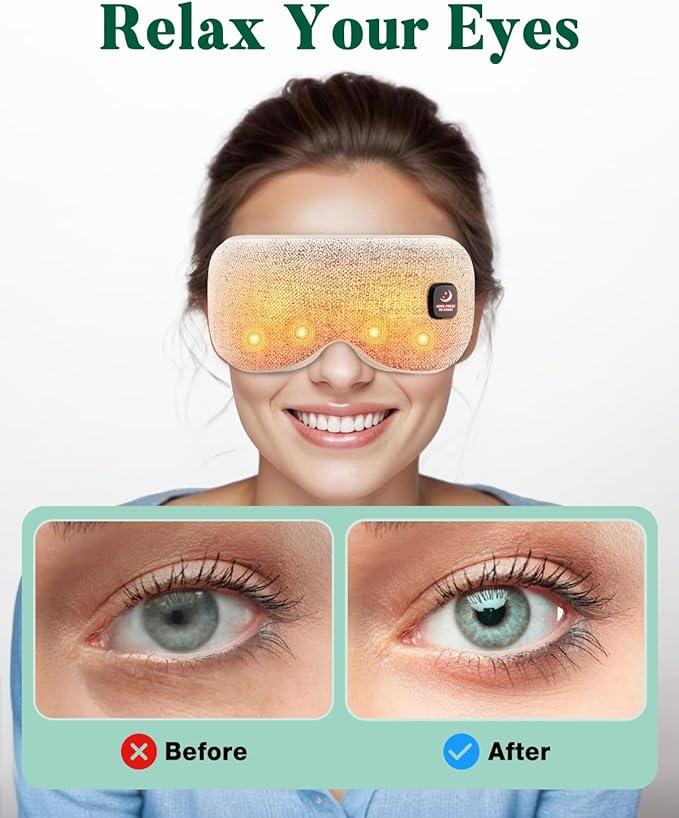 YoanYouth Heated Eye Mask for Dry Eyes, FSA Eligible HSA, Cordless Warm Compress for Eyes, Light Blocking Eye Heating Pad, Styes, Sleep, Cover Washable, Rechargeable, Light Gray