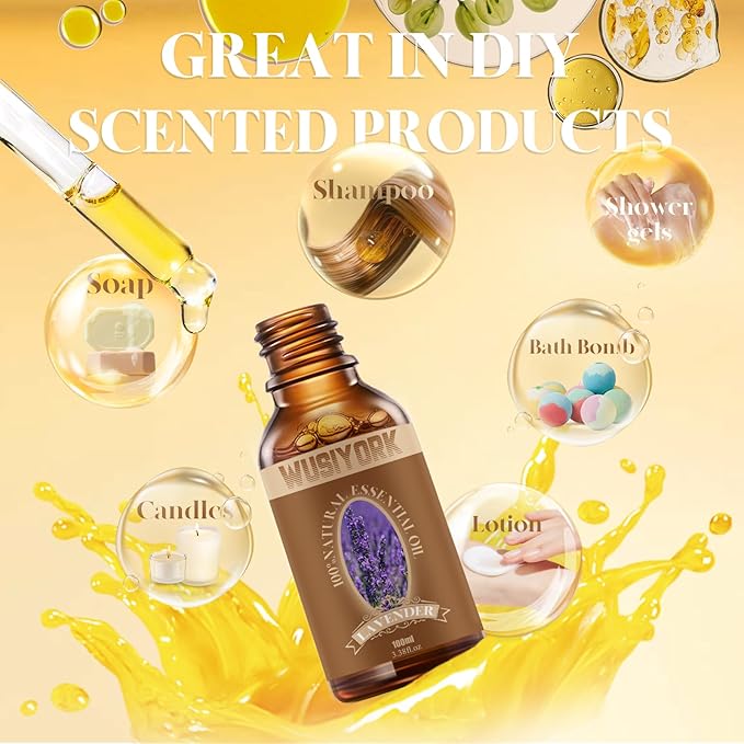 Lavender Essential Oil 100ML - 100% Pure and Natural Therapeutic Grade Oils for Aromatherapy Diffuser - 3.4 Fl Oz/Lavender