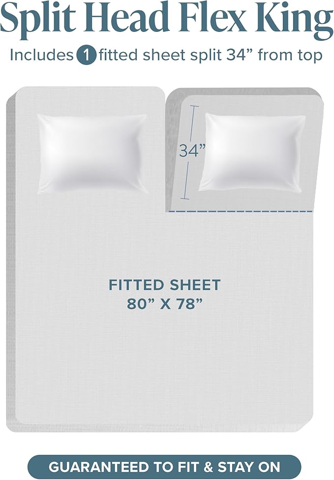 Bare Home Split Head Flex King Sheet Set - 1800 Ultra-Soft Microfiber Bed Sheets - Double Brushed - Deep Pockets - Easy Fit - 4 Piece Set - Bedding Sheets & Pillowcases (Light Pink)